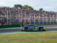 Maxime Martin, Raffaele Marciello, and Valentino Rossi of Team WRT drive a BMW M4 GT3 during the Fanatec GT World Challenge in Monza, on Sep...