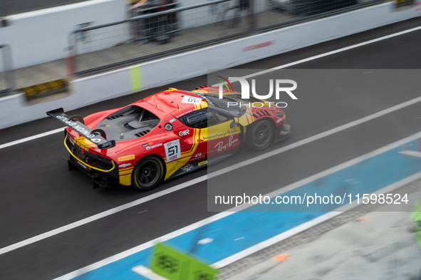 Alessio Rovera, Vincent Abril, and Alessandro Pier Guidi of team AF Corse - Francorchamps Motors drive a Ferrari 296 GT3 during a race of th...