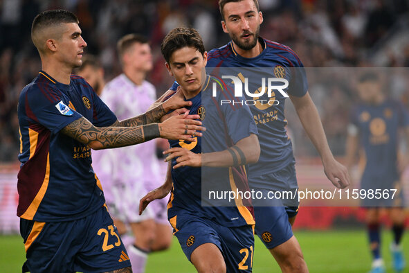 Paulo Dybala of A.S. Roma celebrates after scoring the goal of 2-0 during the 5th day of the Serie A Championship between A.S. Roma and Udin...