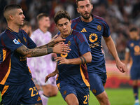 Paulo Dybala of A.S. Roma celebrates after scoring the goal of 2-0 during the 5th day of the Serie A Championship between A.S. Roma and Udin...