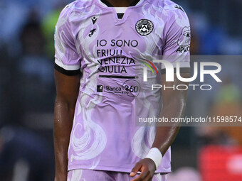 Kingsley Ehizibue of Udinese Calcio is in action during the 5th day of the Serie A Championship between A.S. Roma and Udinese Calcio at the...