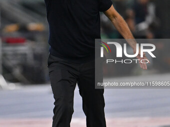 Ivan Juric coaches A.S. Roma during the 5th day of the Serie A Championship between A.S. Roma and Udinese Calcio at the Olympic Stadium in R...