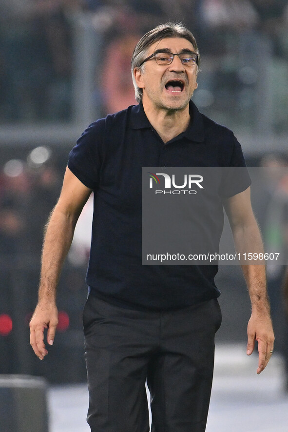 Ivan Juric coaches A.S. Roma during the 5th day of the Serie A Championship between A.S. Roma and Udinese Calcio at the Olympic Stadium in R...