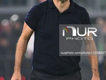 Ivan Juric coaches A.S. Roma during the 5th day of the Serie A Championship between A.S. Roma and Udinese Calcio at the Olympic Stadium in R...