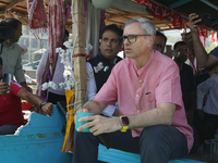 Omar Abdullah, leader of the National Conference, a regional political party, poses for a picture during a boat rally ahead of the second ph...