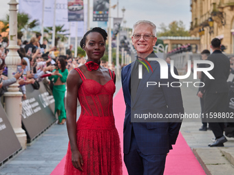 Lupita Nyong'o and Chris Sanders attend the red carpet of the film ''The Wild Robot'' during the 72nd San Sebastian International Film Festi...