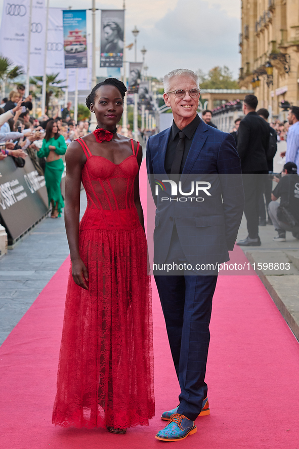 Lupita Nyong'o and Chris Sanders attend the red carpet of the film ''The Wild Robot'' during the 72nd San Sebastian International Film Festi...