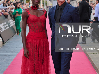 Lupita Nyong'o and Chris Sanders attend the red carpet of the film ''The Wild Robot'' during the 72nd San Sebastian International Film Festi...