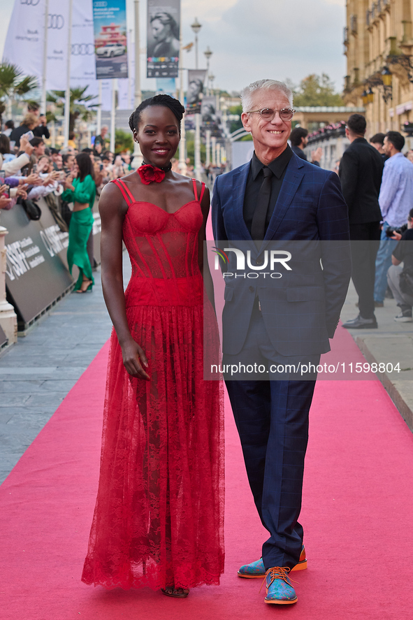 Lupita Nyong'o and Chris Sanders attend the red carpet of the film ''The Wild Robot'' during the 72nd San Sebastian International Film Festi...