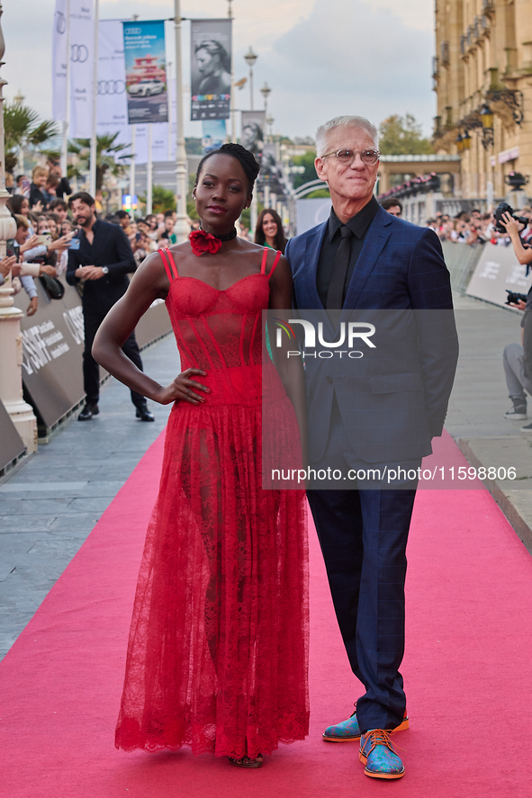 Lupita Nyong'o and Chris Sanders attend the red carpet of the film ''The Wild Robot'' during the 72nd San Sebastian International Film Festi...