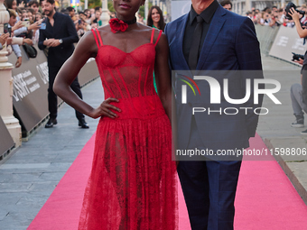 Lupita Nyong'o and Chris Sanders attend the red carpet of the film ''The Wild Robot'' during the 72nd San Sebastian International Film Festi...