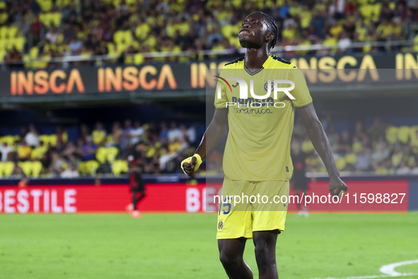 Villarreal's Thierno Mamadou Barry during the La Liga match between Villarreal CF and FC Barcelona at La Ceramica Stadium in Villarreal, Spa...