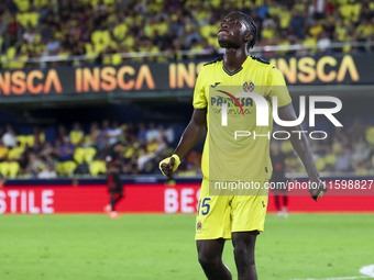 Villarreal's Thierno Mamadou Barry during the La Liga match between Villarreal CF and FC Barcelona at La Ceramica Stadium in Villarreal, Spa...