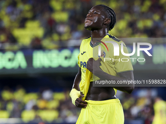 Villarreal's Thierno Mamadou Barry during the La Liga match between Villarreal CF and FC Barcelona at La Ceramica Stadium in Villarreal, Spa...