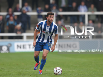 Nathan Sheron of Hartlepool United plays during the Vanarama National League match between Hartlepool United and Dagenham and Redbridge at V...