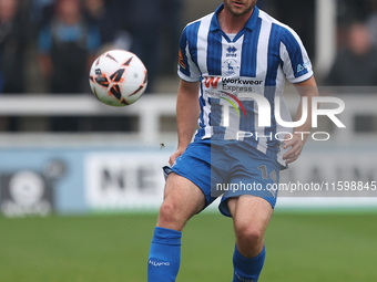 Nathan Sheron of Hartlepool United plays during the Vanarama National League match between Hartlepool United and Dagenham and Redbridge at V...