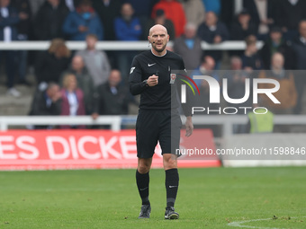 Match referee Stuart Morland during the Vanarama National League match between Hartlepool United and Dagenham and Redbridge at Victoria Park...