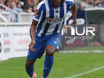 Nathan Asiimwe of Hartlepool United during the Vanarama National League match between Hartlepool United and Dagenham and Redbridge at Victor...