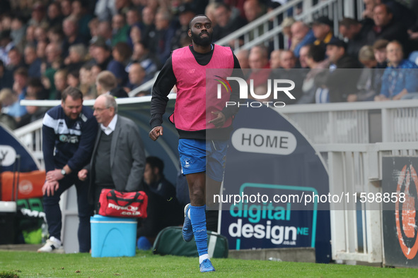 Manny Onariase of Hartlepool United during the Vanarama National League match between Hartlepool United and Dagenham and Redbridge at Victor...