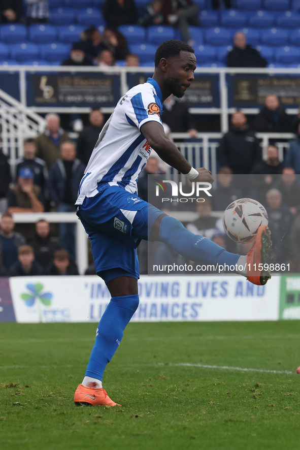 Hartlepool United's Mani Dieseruvwe during the Vanarama National League match between Hartlepool United and Dagenham and Redbridge at Victor...