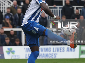 Hartlepool United's Mani Dieseruvwe during the Vanarama National League match between Hartlepool United and Dagenham and Redbridge at Victor...