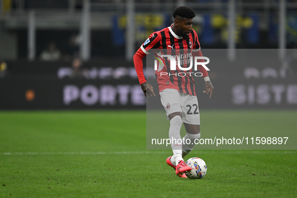 Nicolo Barella of Inter FC during the Italian Serie A football match between Inter FC and AC Milan in Milan, Italy, on September 22, 2024, a...