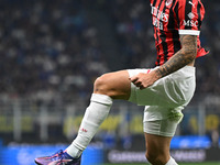 Christian Pulisic of AC Milan celebrates after a goal during the Italian Serie A football match between Inter FC and AC Milan in Milan, Ital...