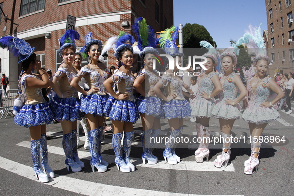 A general view of the 48th Queens Hispanic Parade 2024 marches down 37th Avenue, from 69th Street to 86th Street, through Jackson Heights, Q...