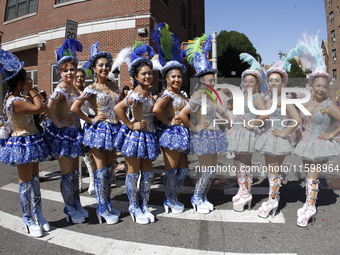 A general view of the 48th Queens Hispanic Parade 2024 marches down 37th Avenue, from 69th Street to 86th Street, through Jackson Heights, Q...