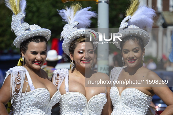 A general view of the 48th Queens Hispanic Parade 2024 marches down 37th Avenue, from 69th Street to 86th Street, through Jackson Heights, Q...