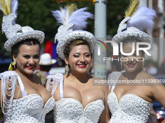 A general view of the 48th Queens Hispanic Parade 2024 marches down 37th Avenue, from 69th Street to 86th Street, through Jackson Heights, Q...