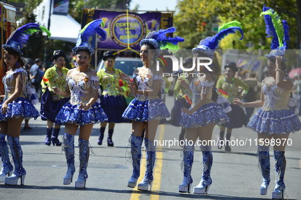 A general view of the 48th Queens Hispanic Parade 2024 marches down 37th Avenue, from 69th Street to 86th Street, through Jackson Heights, Q...