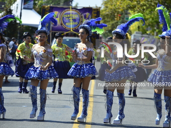 A general view of the 48th Queens Hispanic Parade 2024 marches down 37th Avenue, from 69th Street to 86th Street, through Jackson Heights, Q...