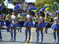 A general view of the 48th Queens Hispanic Parade 2024 marches down 37th Avenue, from 69th Street to 86th Street, through Jackson Heights, Q...