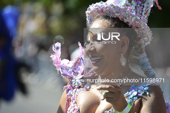 A general view of the 48th Queens Hispanic Parade 2024 marches down 37th Avenue, from 69th Street to 86th Street, through Jackson Heights, Q...