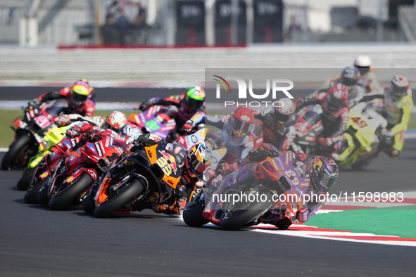 Jorge Martin of Spain and Prima Pramac Racing rides on track during the sprint race of the MotoGP of Emilia Romagna at Misano World Circuit...