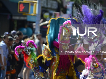 A general view of the 48th Queens Hispanic Parade 2024 marches down 37th Avenue, from 69th Street to 86th Street, through Jackson Heights, Q...