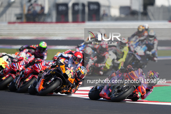 Jorge Martin of Spain and Prima Pramac Racing rides on track during the sprint race of the MotoGP of Emilia Romagna at Misano World Circuit...