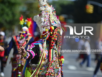 A general view of the 48th Queens Hispanic Parade 2024 marches down 37th Avenue, from 69th Street to 86th Street, through Jackson Heights, Q...