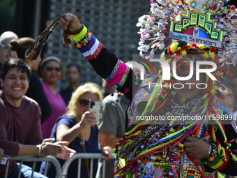 A general view of the 48th Queens Hispanic Parade 2024 marches down 37th Avenue, from 69th Street to 86th Street, through Jackson Heights, Q...