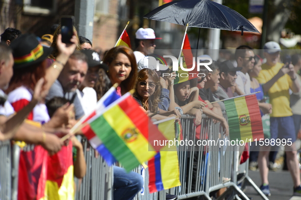 A general view of the 48th Queens Hispanic Parade 2024 marches down 37th Avenue, from 69th Street to 86th Street, through Jackson Heights, Q...