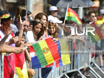 A general view of the 48th Queens Hispanic Parade 2024 marches down 37th Avenue, from 69th Street to 86th Street, through Jackson Heights, Q...