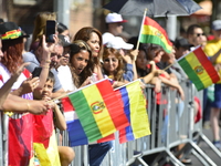 A general view of the 48th Queens Hispanic Parade 2024 marches down 37th Avenue, from 69th Street to 86th Street, through Jackson Heights, Q...