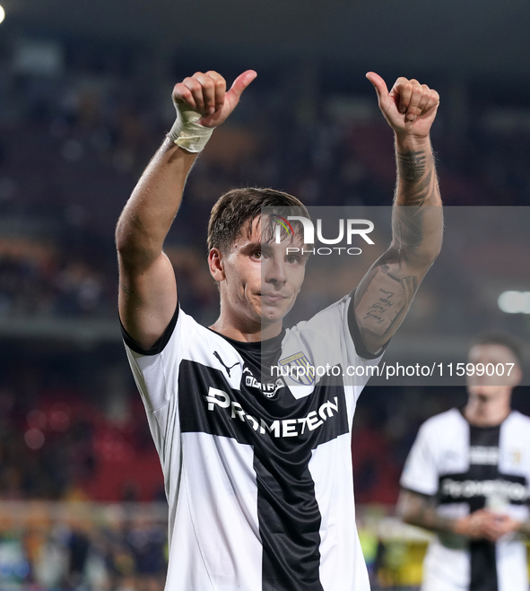 Adrian Bernabe of Parma Calcio is in action during the Serie A match between Lecce and Parma in Lecce, Italy, on September 21, 2024. 