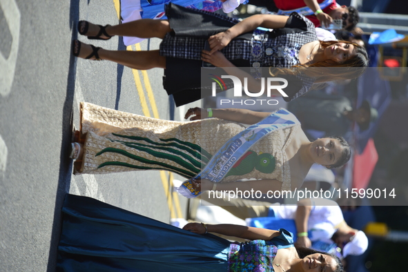 A general view of the 48th Queens Hispanic Parade 2024 marches down 37th Avenue, from 69th Street to 86th Street, through Jackson Heights, Q...