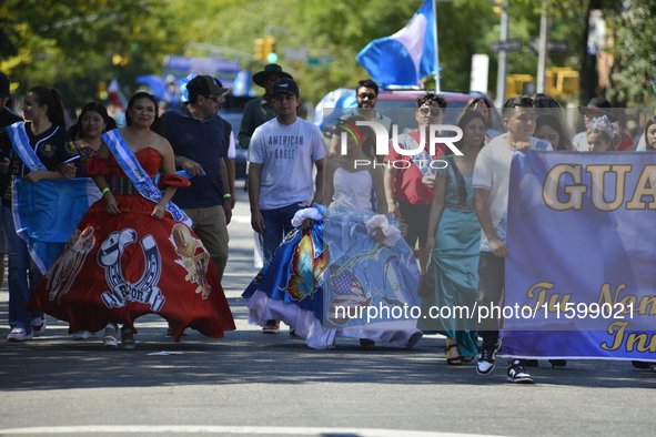 A general view of the 48th Queens Hispanic Parade 2024 marches down 37th Avenue, from 69th Street to 86th Street, through Jackson Heights, Q...