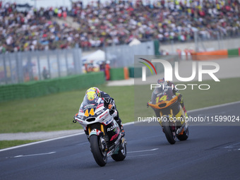 Aron Canet of Spain and Fantic Racing rides on track during the race of the MotoGP of Emilia Romagna at Misano World Circuit in Misano Adria...