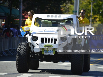 A general view of the 48th Queens Hispanic Parade 2024 marches down 37th Avenue, from 69th Street to 86th Street, through Jackson Heights, Q...