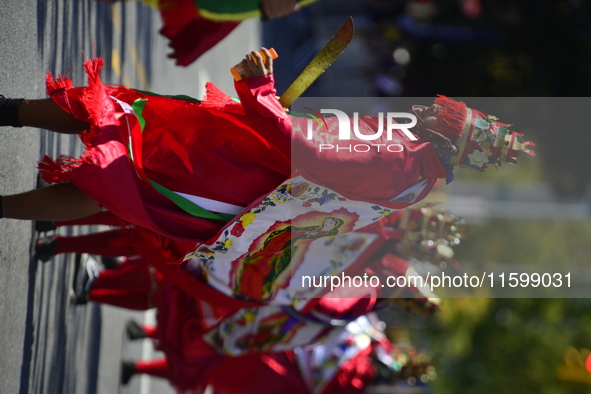 A general view of the 48th Queens Hispanic Parade 2024 marches down 37th Avenue, from 69th Street to 86th Street, through Jackson Heights, Q...