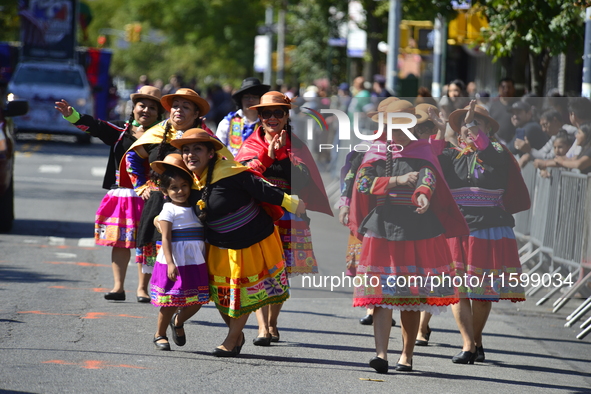 A general view of the 48th Queens Hispanic Parade 2024 marches down 37th Avenue, from 69th Street to 86th Street, through Jackson Heights, Q...